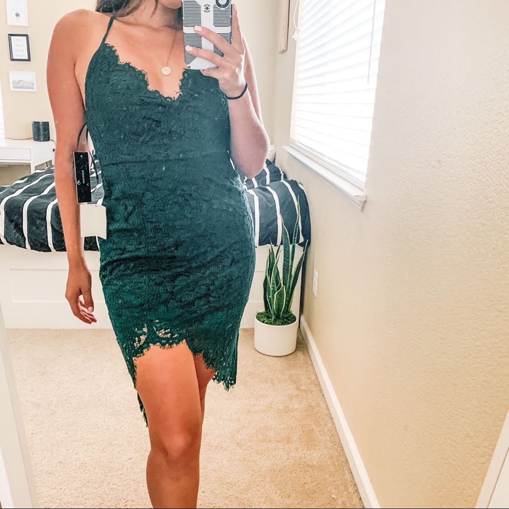 Green lace dress